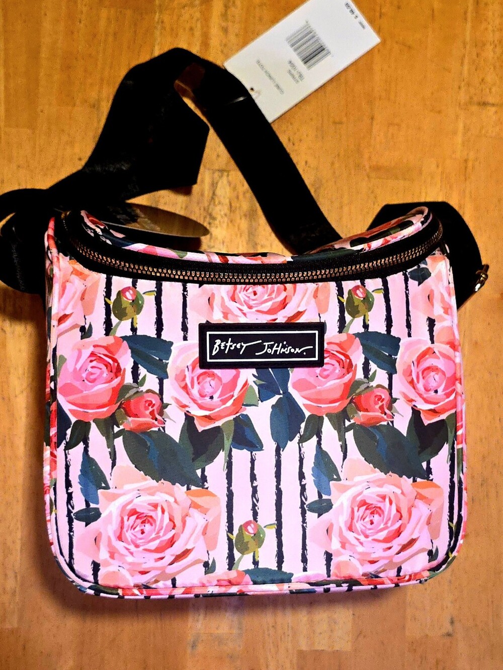 NWT Betsey Johnson Pink Floral Insulated Tote Bag Lunch Roses